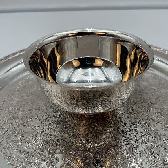 Vintage Oneida USA Silver Plated One Piece Chip & Dip Serving Platter - Picture 7 of 16